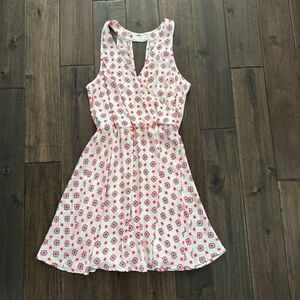 Lush White and Neon Orange Aztec Print Dress M